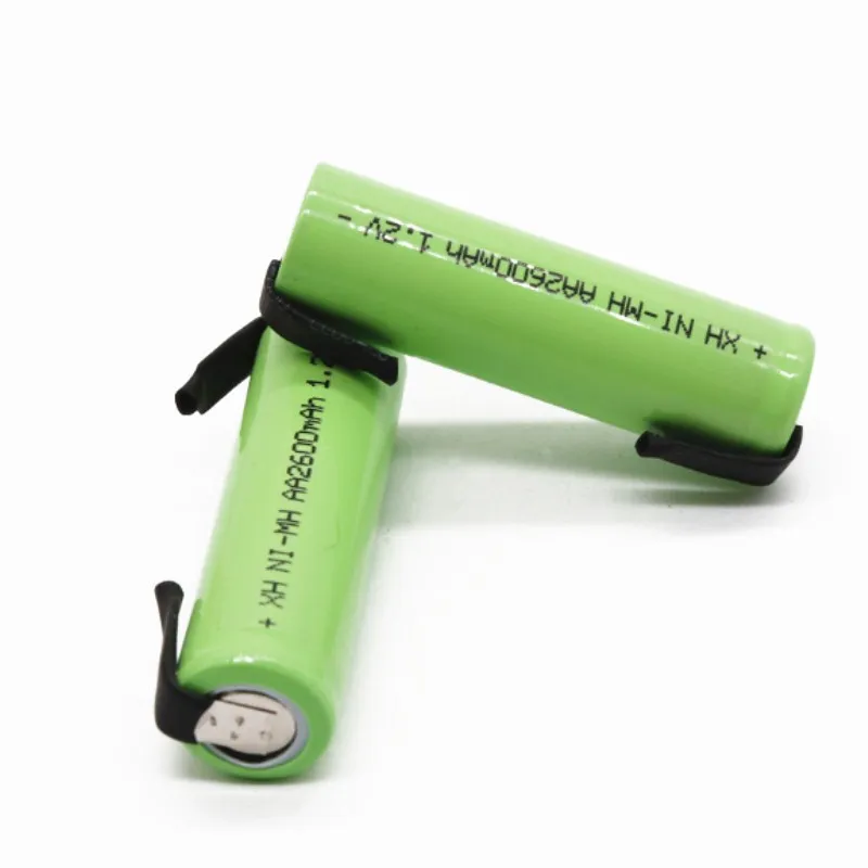 1.2V AA Rechargeable Battery 2600mah NI-MH Cell Green Housing with Solder Tabs for Philips Electric Shaver Razor Toothbrush | Электроника