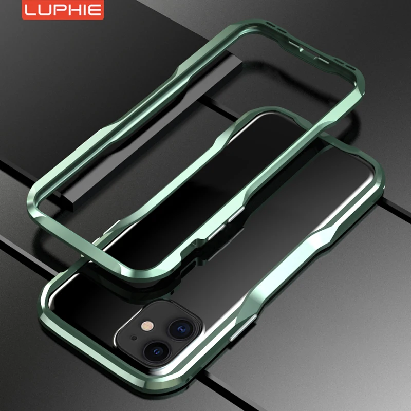 Новая версия Luphie Алюминиевый металлический защитный бампер рамка мужской чехол для IPhone 11 PRO Max X XS XR 6 6s 7 8 Plus чехол - Цвет: Зеленый