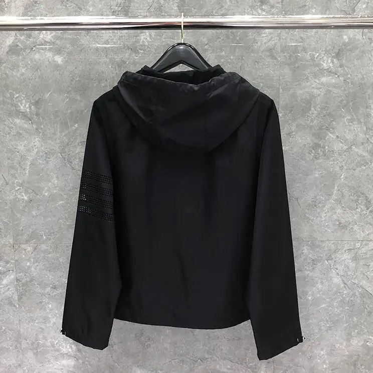 2020 Fashion TB THOM Brand Jacket Men Slim Cardigans Clothing Hollow Out Sports baseball uniform Spring Hooded Casual Coat | Мужская