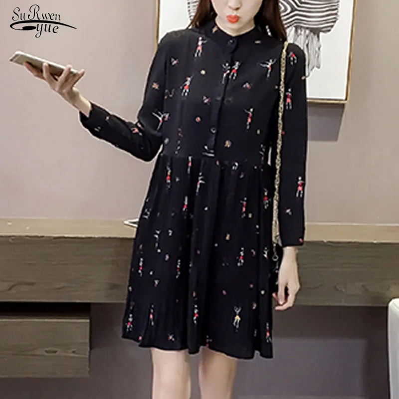Vestidos женские платья 2021 осень размера плюс с длинным рукавом шифоновое платье