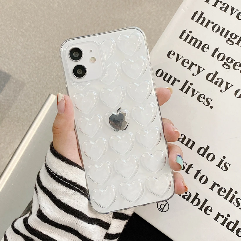 Прозрачный чехол карамельного цвета для телефона iPhone XS Max XR 3D Love Hearts мягкий из ТПУ