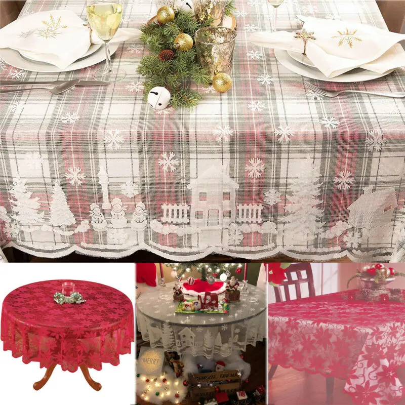 Красная кружевная круглая скатерть Цветочная для свадебной вечеринки домашнего