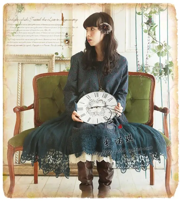 Осенняя винтажная хлопковая Лоскутная кружевная вышивка в горошек с длинным