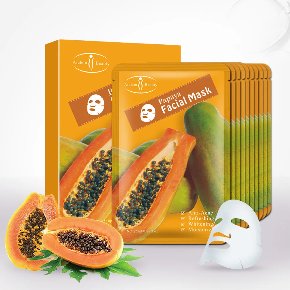 

Корейские косметические увлажняющие Тканевые маски для лица Papaya, маски для лица, уход за морщинами, акне, пленочная маска для лица, 14 шт.