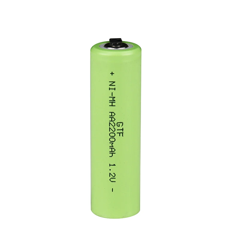 GTF 1 2 V AA перезаряжаемая батарея 2200mah nimh cell зеленая оболочка с сварочными вкладками
