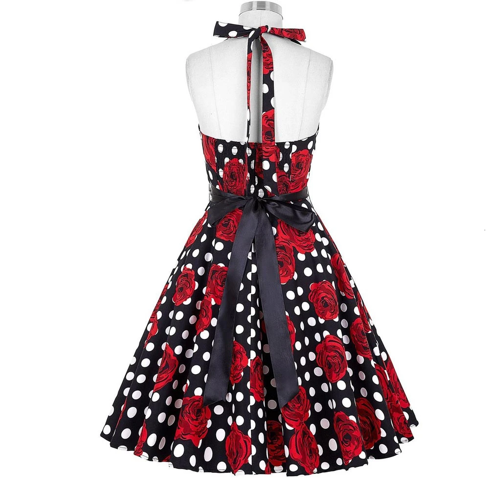 Robe 2019 летние винтажные платья 50s 60s женское платье без рукавов с цветочным принтом