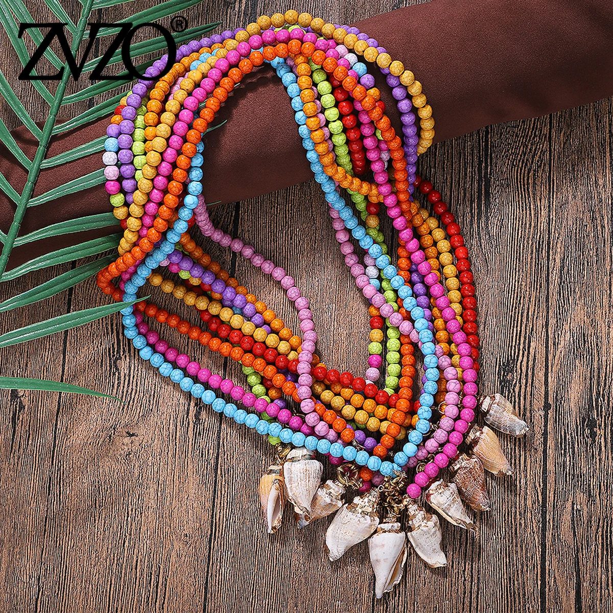 ZVZO браслет из прородного белого камня длинное ожерелье с подвеской Seashell мода шик