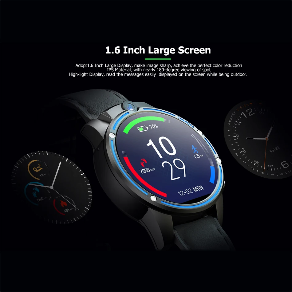 Kospet Vision Смарт-часы телефон 1 6 дюймов 4G-LTE 3g + 32G 8.0MP фронтальная двойная камера