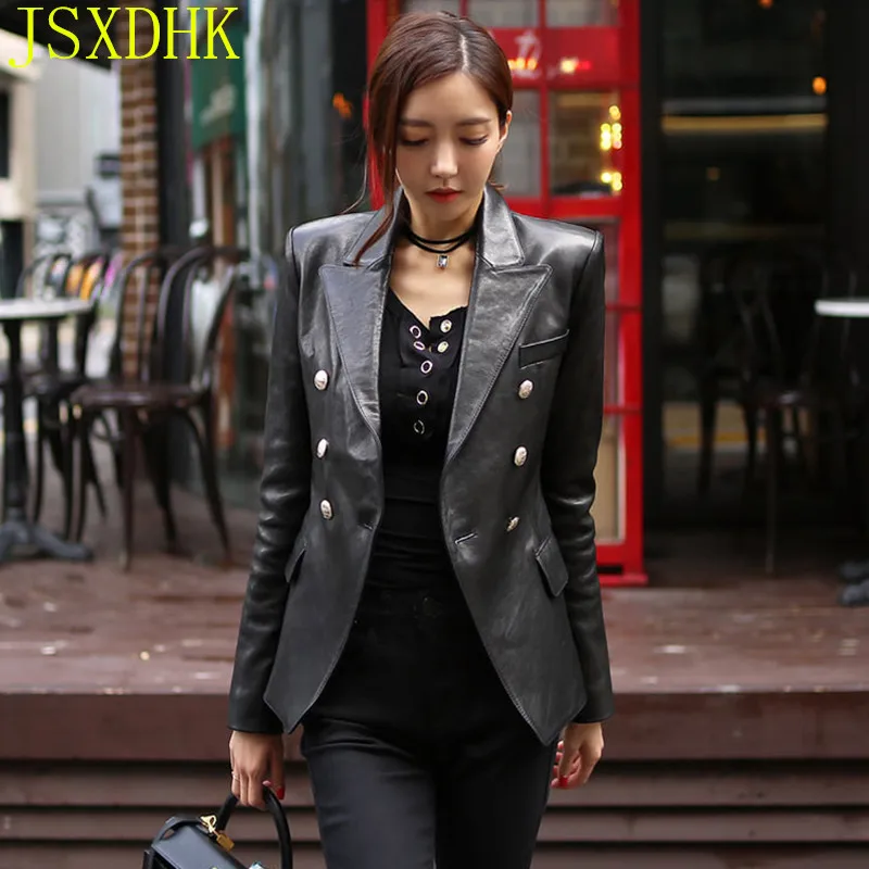 

2021 New Fashion Women Spring Autumn Pu Leather Jacket OL Women Casual office Slim Soft Jacket Female Coat Top Basic Streetwear