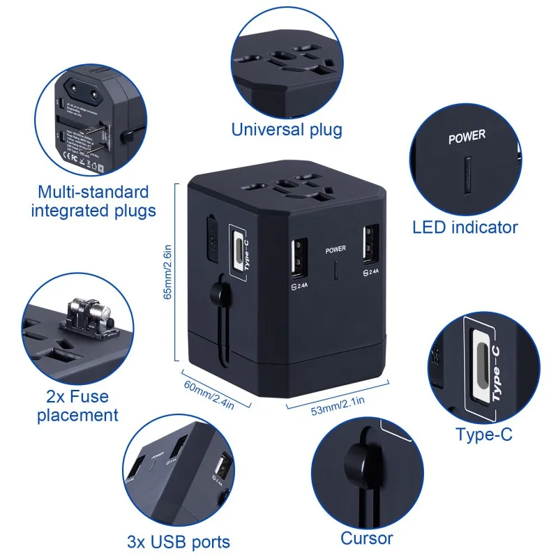 Дорожный адаптер все в одном универсальное сетевое зарядное устройство сетевой