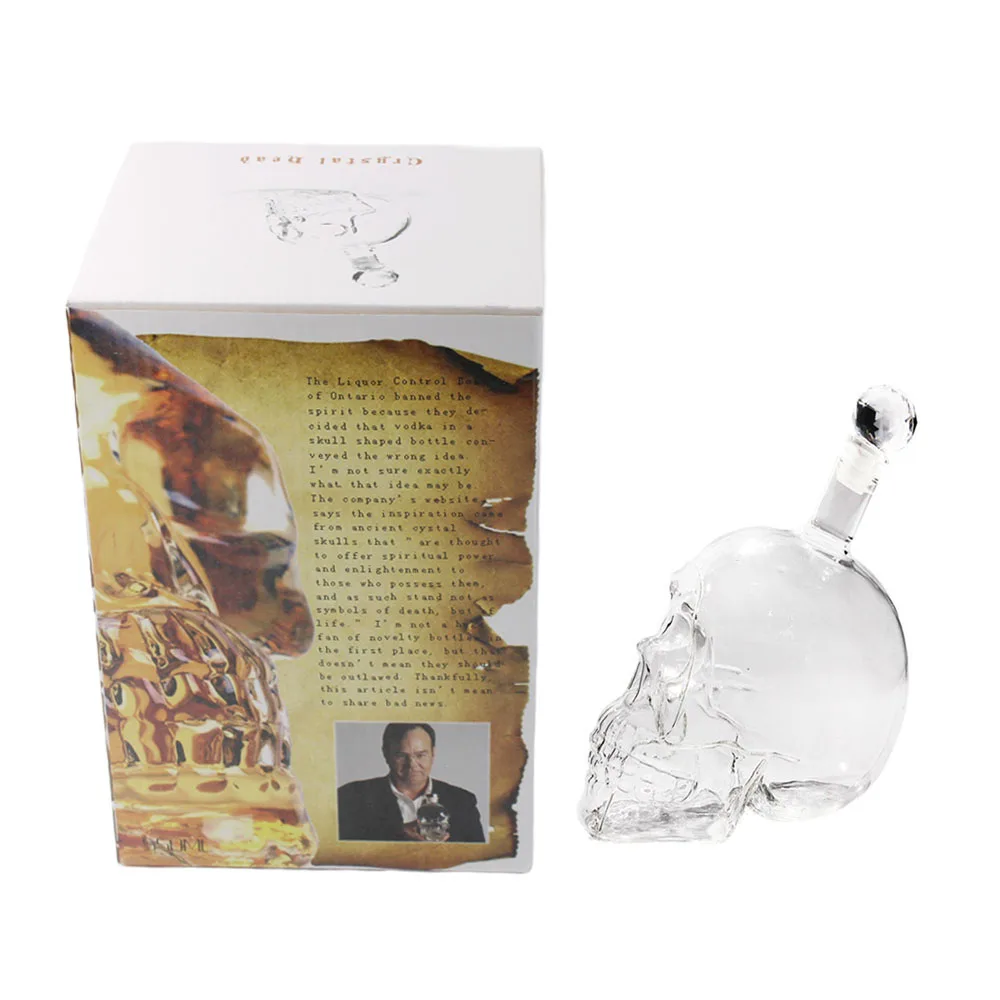 Стеклянная бутылка с черепом креативная Хрустальная винная 75 мл/125 мл/350 мл/550