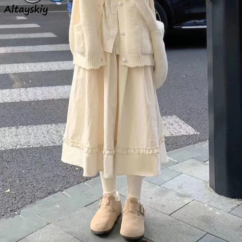 Юбка женская трапециевидная в японском стиле нежная свободная универсальная