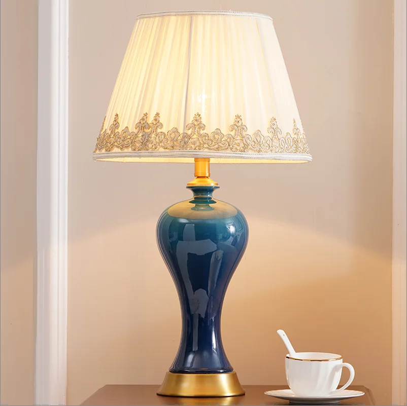 Американские синие и зеленые керамические настольные лампы с ледяными трещинами