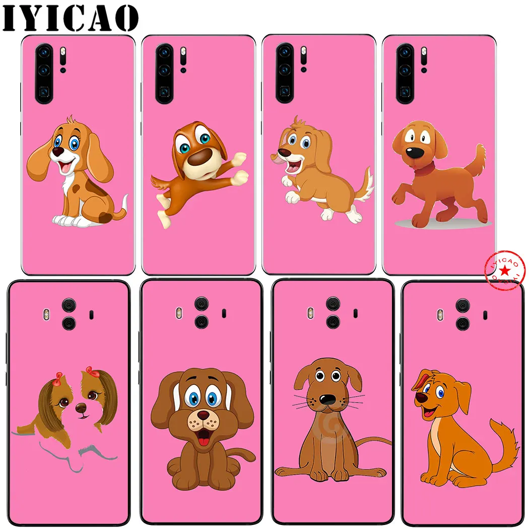 Мягкий розовый чехол IYICAO с собакой для huawei P30 P20 P10 P9 P8 Lite Pro P Samrt Z Plus 2019 2018 2017 2016 2015