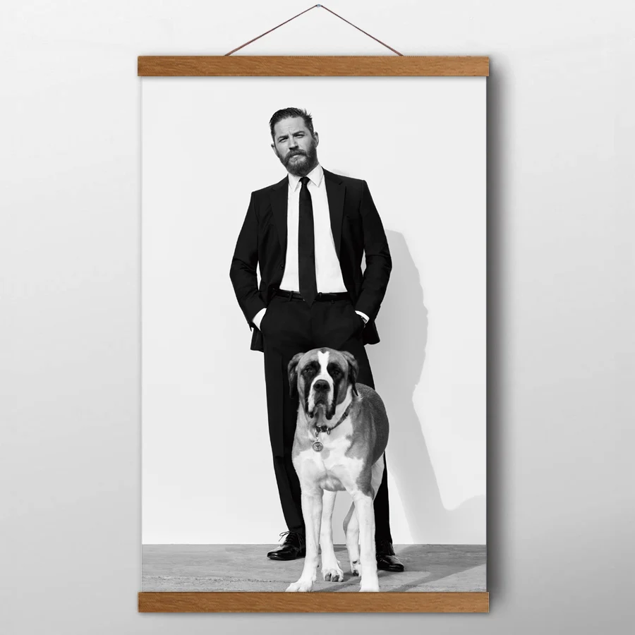 Том Харди Бостон терьер собака черно белая стена художественные плакаты Печать