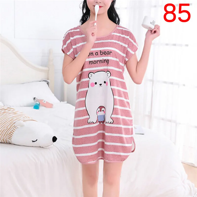 

Cartoon Polka Dot Bear Panda Rabbit Sleepwear Short Sleeve Casual Night Shirt Sleepwear Nightwear Home Dress