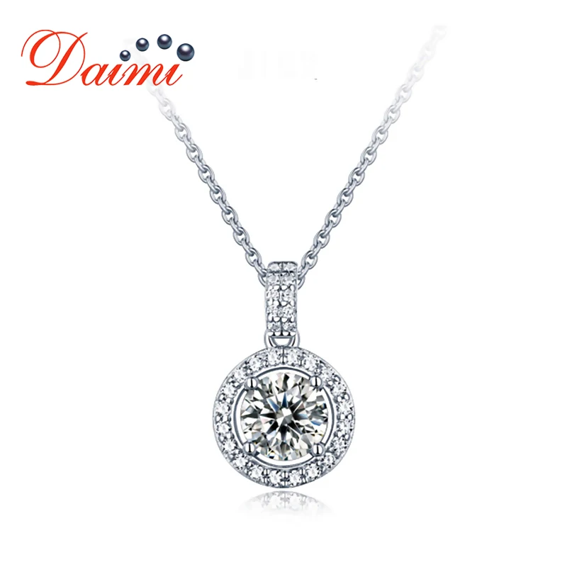 DAIMI Moisanite Бриллиантовая подвеска ожерелье 1 карат D цвет серебро 925 пробы для