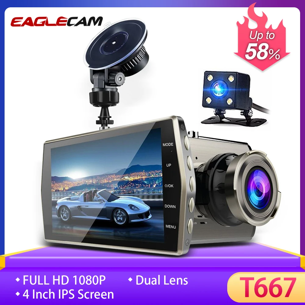 E-ACE Автомобильный видеорегистратор Камера Full HD 1080 P регистраторы Авто регистратор два объектива ночного видения с зеркало заднего вида цифровой для видеомагнитофон