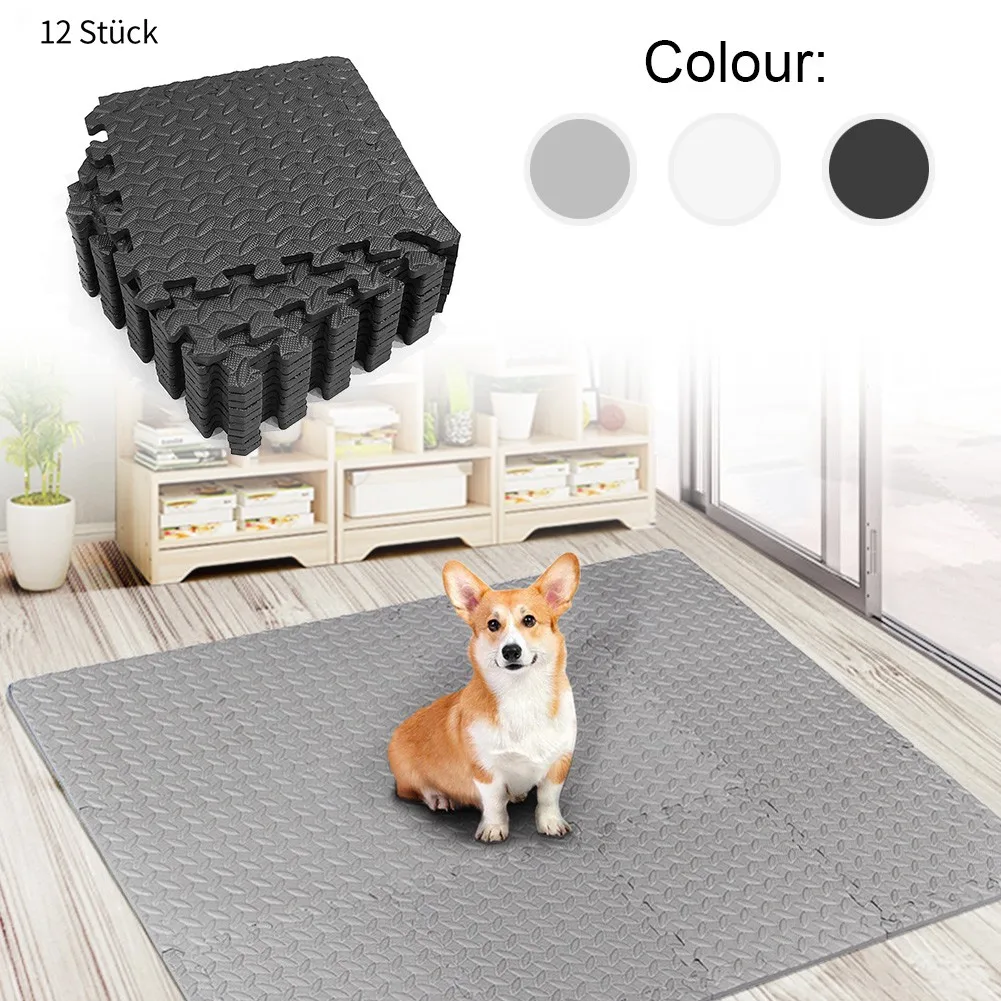 

12PCS 30*30cm Exercise EVA Leaf Grain Floor Mat Thicken Shock Splicing Mats Yoga Gym Fitness Non-Slip Splicing Patchwork Rugs