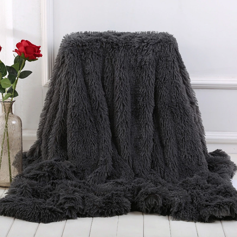 Dark Grey BeddingOutlet ворсистое одеяло, мягкое плюшевое пушистое покрывало на кровать, цветное пушистое декоративное покрывало из искусственного меха для дивана и дивана - Цвет: Dark Grey