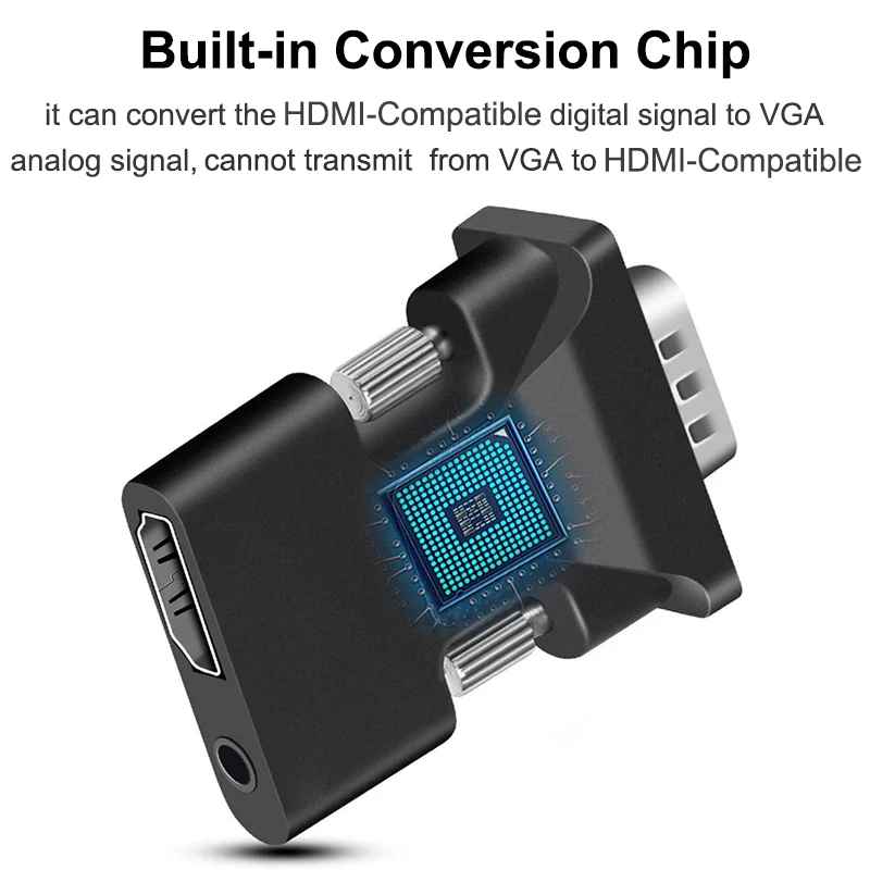 HDMI совместимый адаптер VGA HD TV PC Aux Jack 3 5 Видео Аудио конвертер Мини проектор