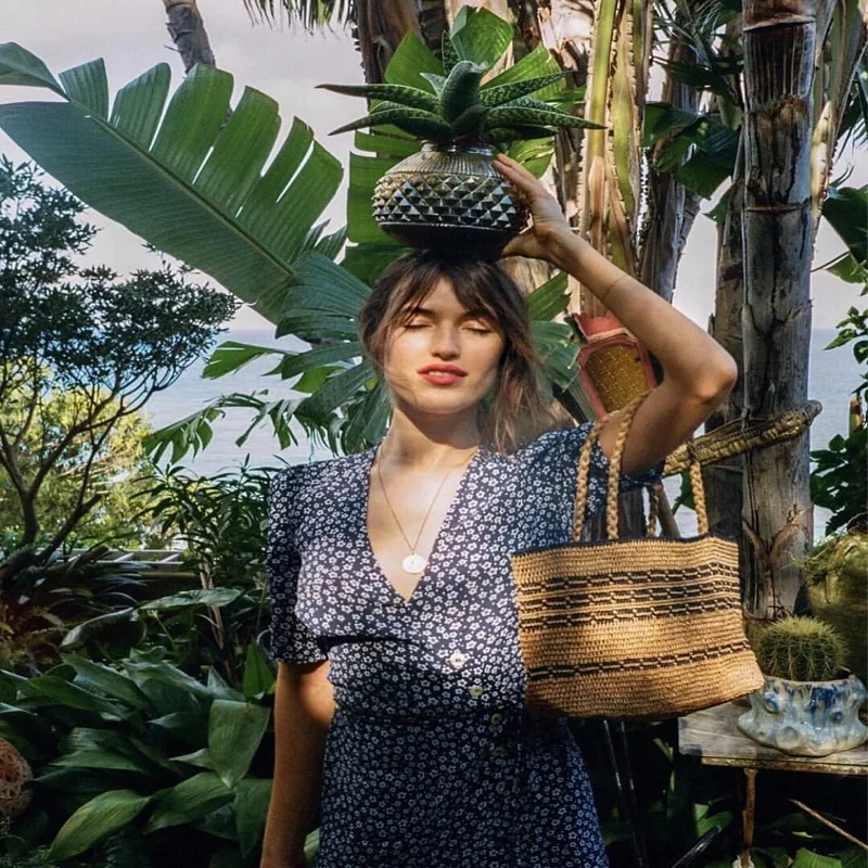 2019 Стильная летняя пляжная сумка во французском стиле соломенная Женская