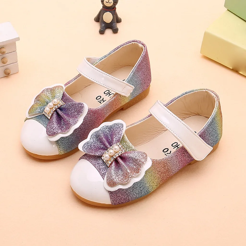 Kids Shoes For Girls Shoes Children Kids Casuals Shoe Baby Girl Pearl Bowknot Bling Single Princess Casual Shoes Zapatillas Nino