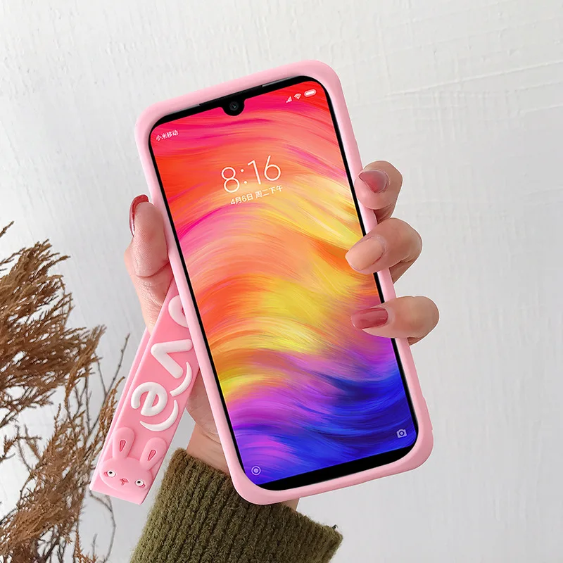 Очаровательный чехол для телефона Xiaomi Redmi Note 7 MI 9 MI 9SE MI 8 безопасный силиконовый чехол для телефона с кроликом с милыми шортами+ длинный ремешок