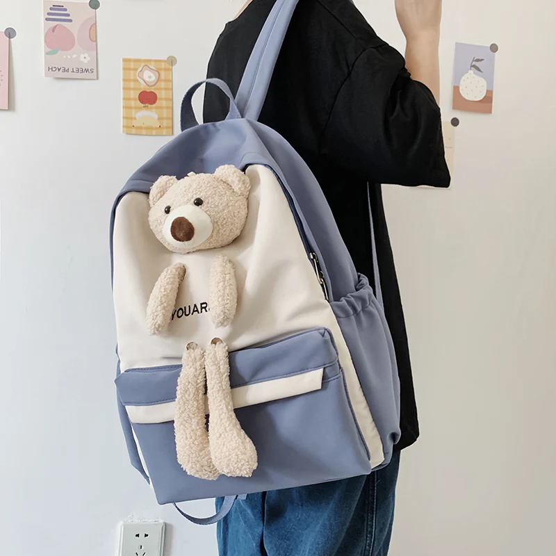 Женский рюкзак с подвеской в виде большого медведя для девочек