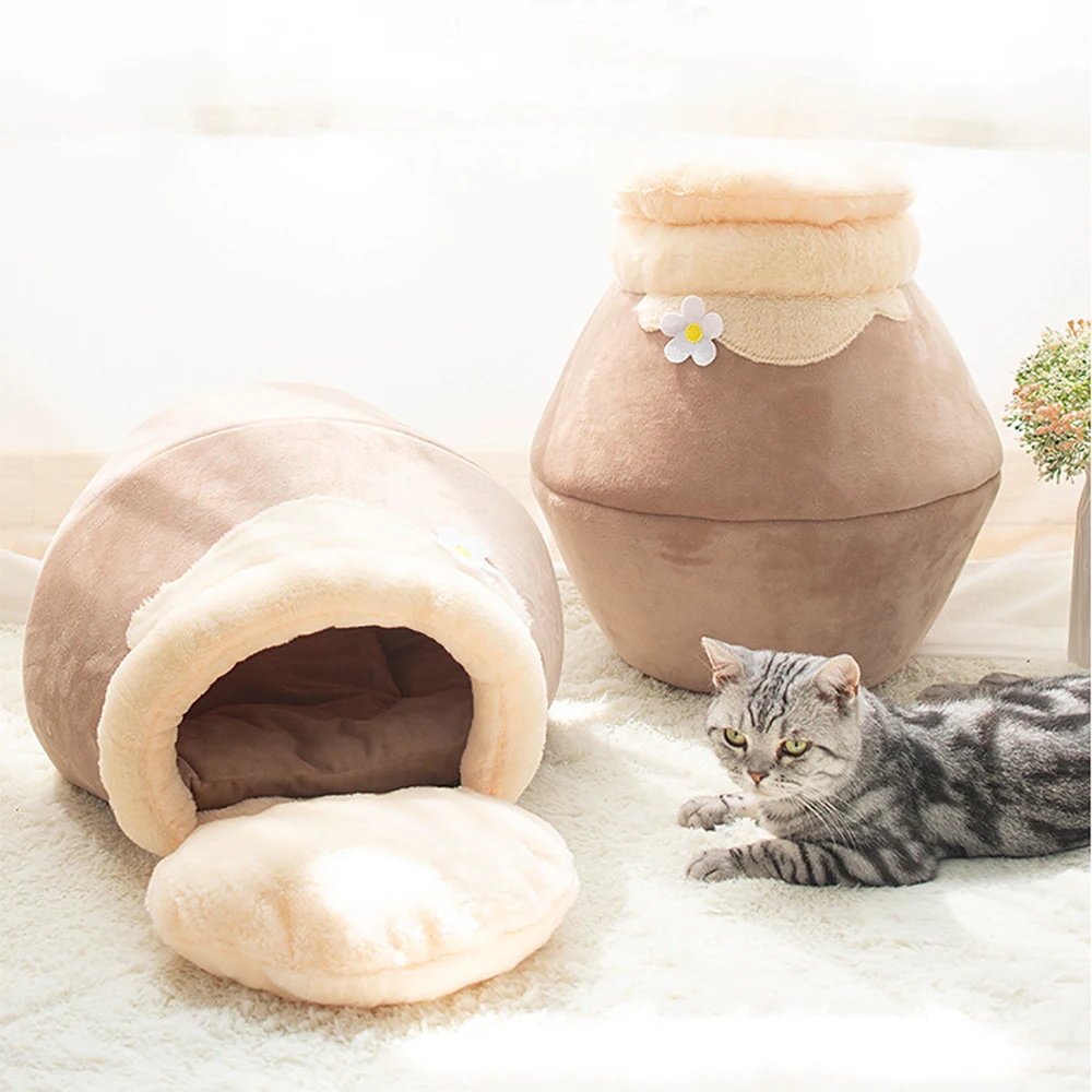 

Складная кровать для кошек с бесплатной подушкой для кошки, самосогревающийся домашний домик для кошек и собак со съемным матрасом, домик д...