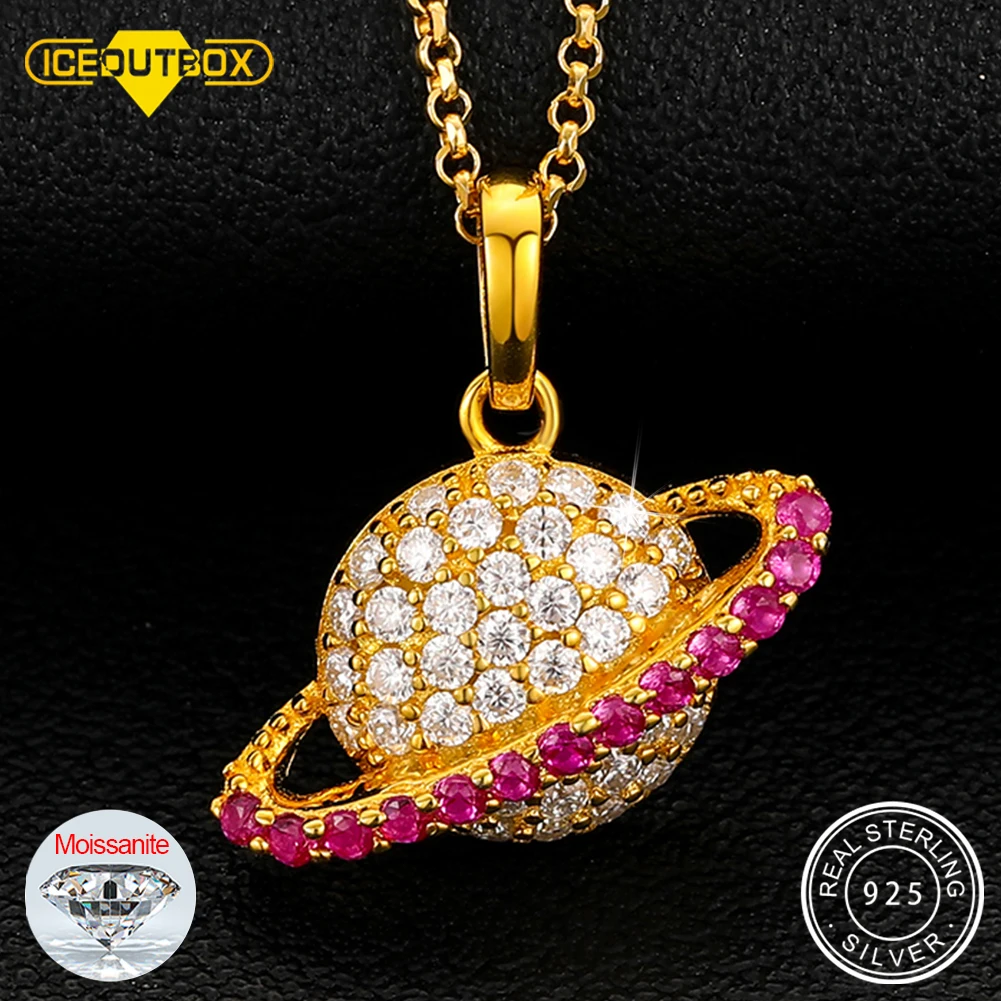 

Fashion Real 925 Sterling Silver Moissanite Planet Saturn Pendant Necklace For Women Exquisite Fine Jewelry Christmas Gifts