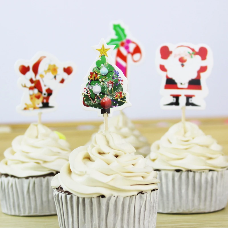 Новогодний Декор Рождество 24 шт Санта-Клаус украшение для торта Navidad