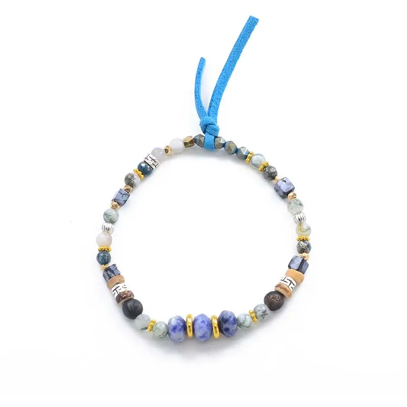 Bohemian Fashion Blue Crystal Pendant Adjustable Bracelet For Women Jewelry | Украшения и аксессуары