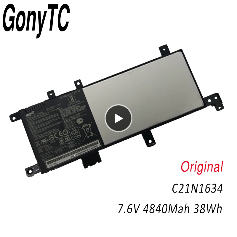 GONYTC C21N1634 7 6 V 38Wh Оригинальный аккумулятор для ноутбука Asus Vivobook R542UR GQ378T 2ICP4/59/134