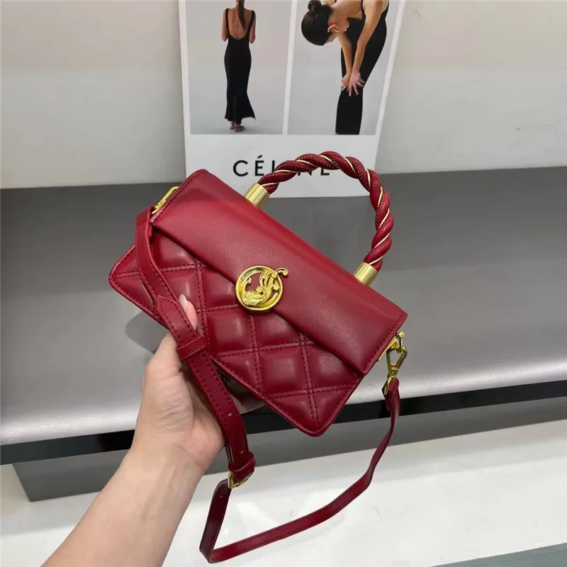 

Boutique Fashion Diamond Lattice Crossbody Bag for Women Luxury Designer Brand High Quality Split Leather Dating Purses Monogram
