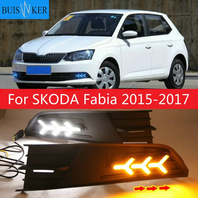 1 пара для SKODA Fabia 2015 2017 12 В ABS светодиодный ные DRL дневные ходовые огни