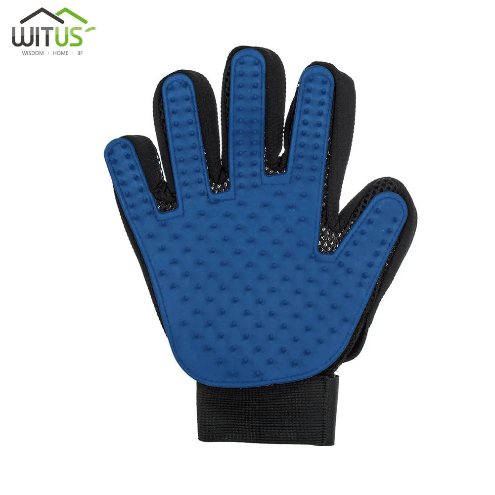 Right hand blue Щетка для волос для домашних животных, перчатка для чистки домашних животных, массажная перчатка для ухода за лошадьми, перчатки для чистки пальцев животных, перчатки для кошачьей шерсти - Цвет: Right hand blue