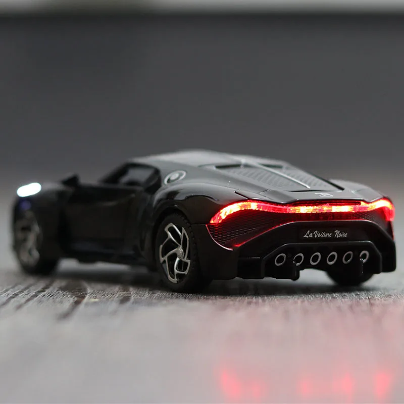 1/32 Alloy Toy Car Bugatti Matte Black Sports Toys Vehicle Die Cast Sound Light Pull Back Door Openable Model Gift For Boys | Игрушки и