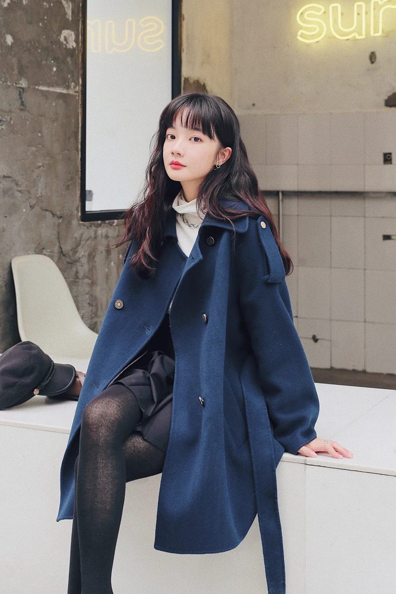 

2020 New Autumn and Winter Woolen Coat Woolen Slim Fit Slimming and Short Woolen Coat Women