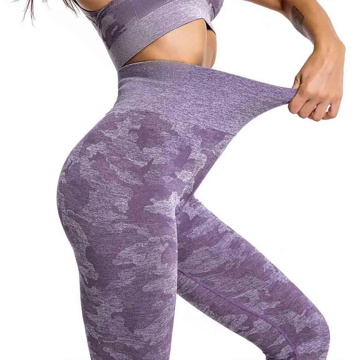 

Womens Yoga Pants Camouflage Print High Waist Tummy Control Workout Running Leggings