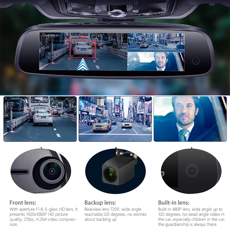 Новые 3CH камеры 8 дюймов 2 ГБ+ 32 ГБ зеркало заднего вида автомобиля dvr рекордер 4G Android5.1 Dashcam 1080P gps wifi ADAS Регистратор