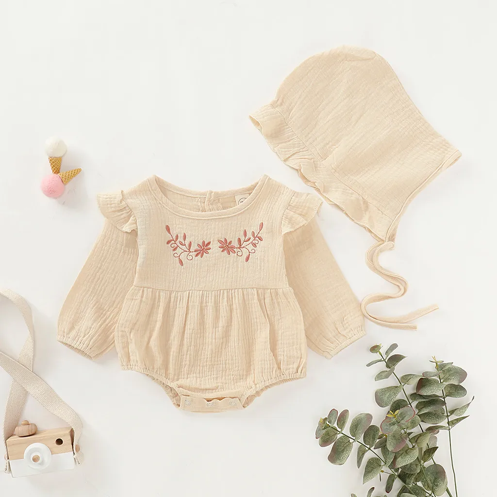 Комбинезон с оборками для маленьких девочек хлопковый льняной комбинезон