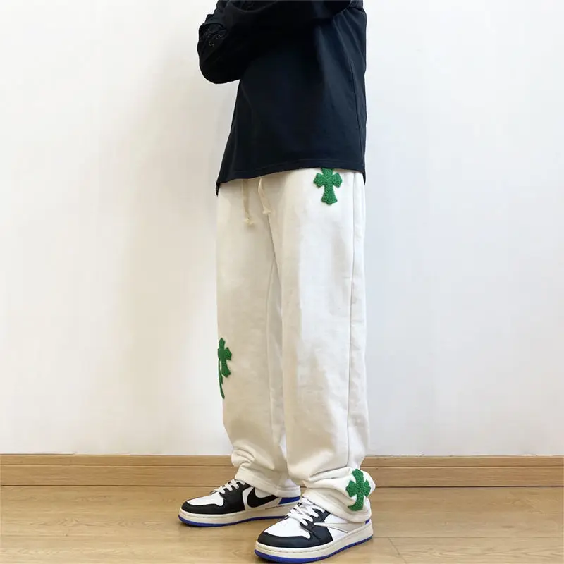 Мужские повседневные свободные прямые спортивные брюки со шнуровкой в стиле