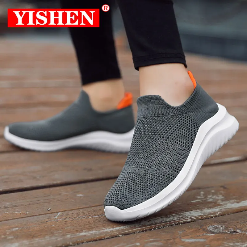 

YISHEN Running Shoes Couple Lightweight Fly Knitting Sneakers Summer Breathable Comfortable Unisex Casual Shoes Size 35-45