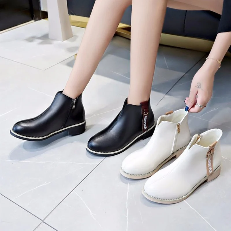 Женские осенние ботильоны на платформе и низком каблуке женские модные