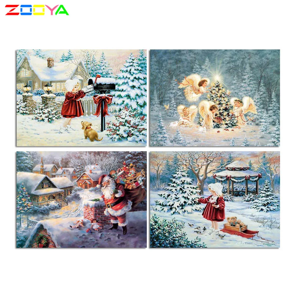 ZOOYA DIY 5D алмазная картина зимние деревушки декорации 3D Рождественская Алмазная