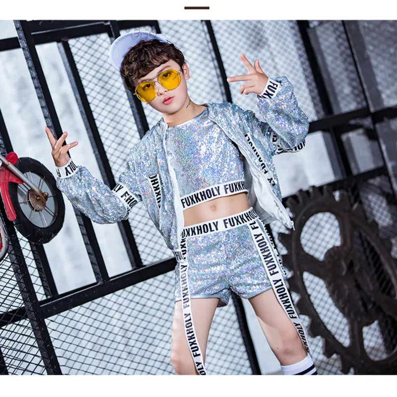 Детская одежда с блестками в стиле хип хоп Одежда для девочек Куртка Укороченный