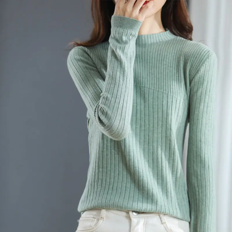 

Autumn winter new half-high lotus leaf collar sweater women fashion cashmere pullover thick pure cardigan oversized sweater