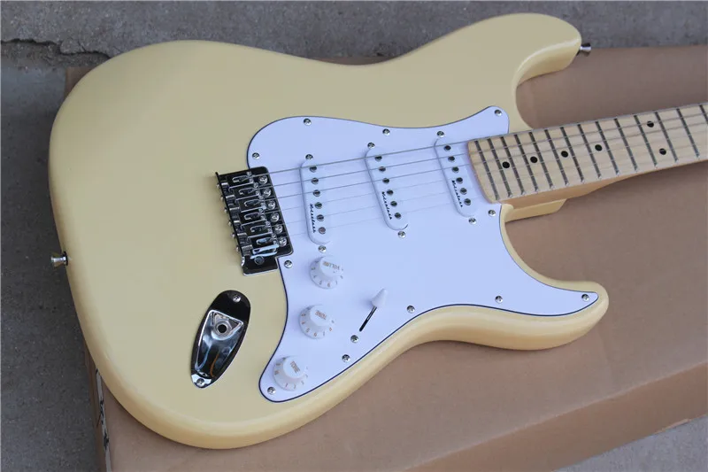 

Высокое Качество Кремового цвета 6 Струны для Электрогитары Клен Лада-белая доска палочки-охранник обратный голова-сток