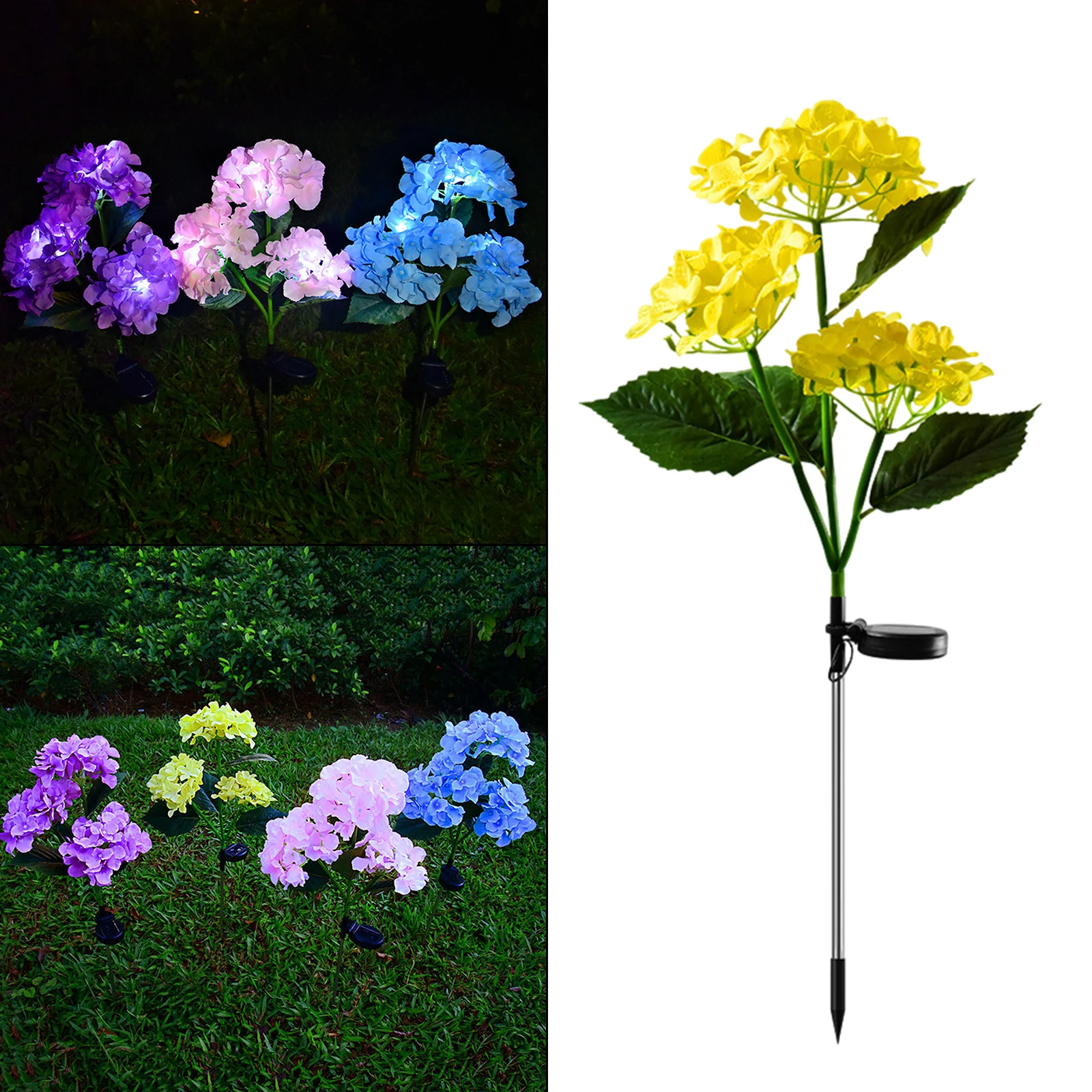 

Solar Hydrangea Flower Lights LED Lantern Courtyard Lamp for Patio Backyard